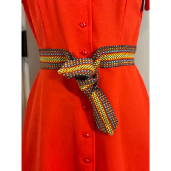Vintage 60s Teena‎ Paige Red Dress Button Down Mini Shift Dress Short Sleeve - Picture 13 of 16